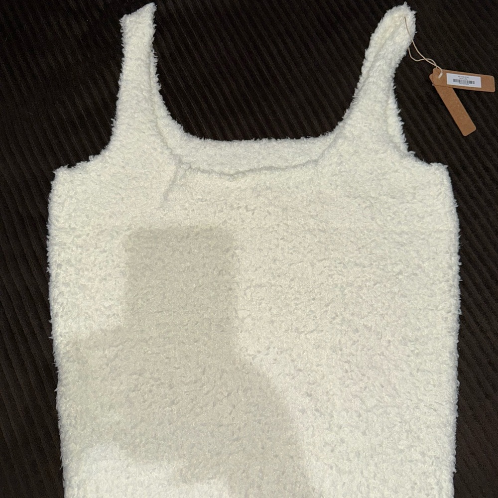 Skims Cream Colored Fuzzy Tank Top